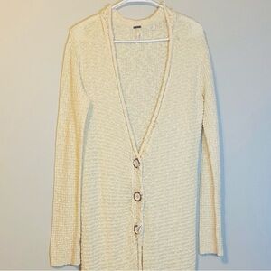 Free People Cream Button-Up Cardigan